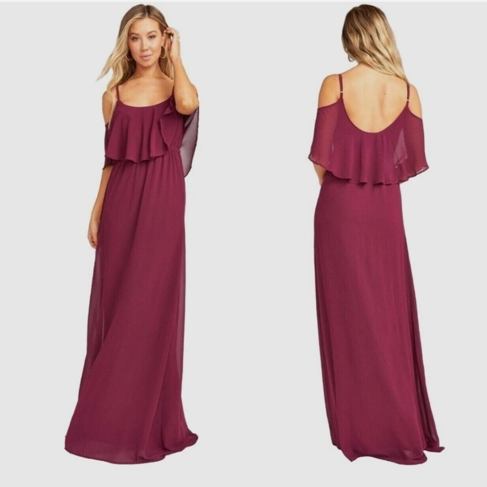 Show Me Your Mumu Purple Flowy Bib Spaghetti Strap Maxi Dress Size S NWT